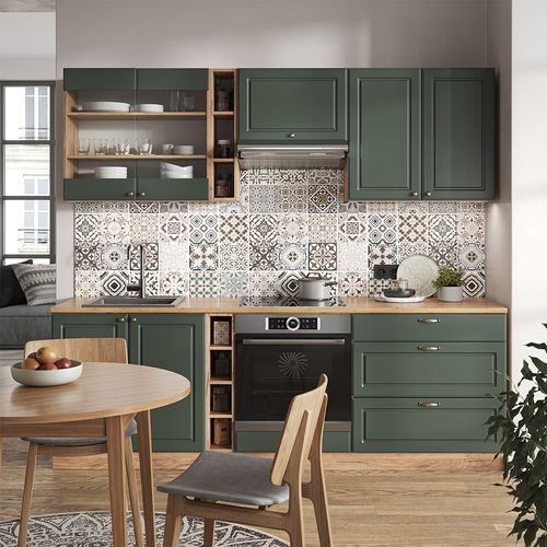 Cuisine intégré Fame-Line Single style rustique 240 cm blanc vert or Vicco