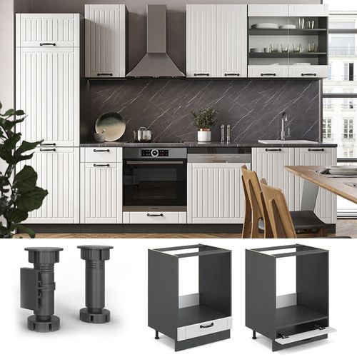 Meuble Pour Four Fame-line 45540 Blanc Campagne 60cm , Pt Anthracite