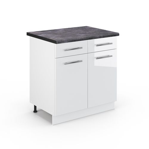 Meuble Bas Cuisine Fame-Line VICCO 80 Cm - Blanc Anthracite Brillant