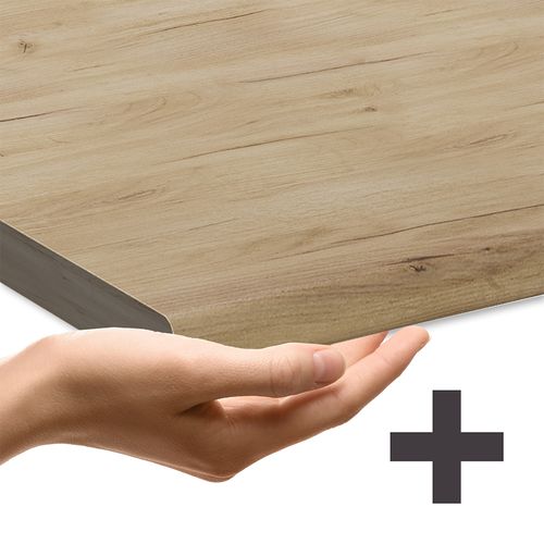 Meuble Cuisine Fame-line 46042 Blanc Haute Brillance 80cm Avec 3 Tiroirs, Pt Chêne