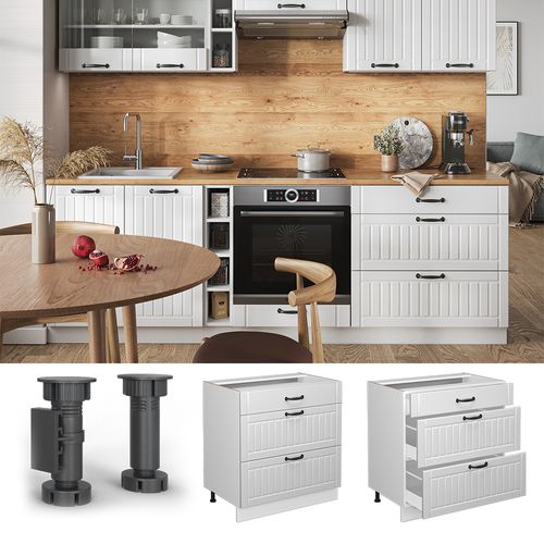 Meuble Bas De Cuisine 80 Cm – Fame-Line VICCO – Blanc Haute Brillance – Kitchenette
