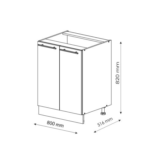 Meuble Bas Sous-évier Fame-line 46928 Vert Or Campagne 80cm Avec Étagère, Pt Marbre