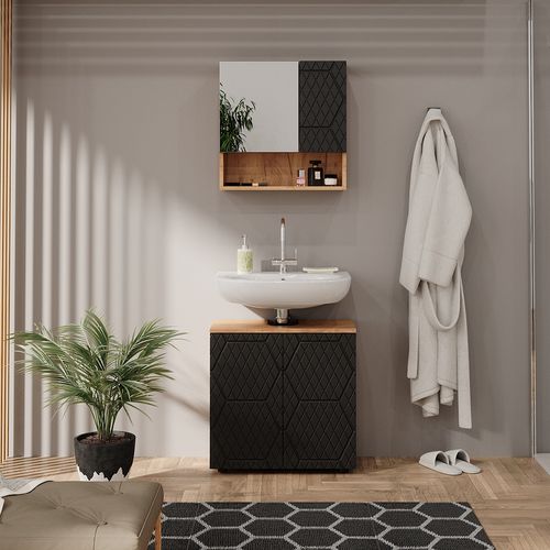 Meuble Vasque Salle De Bain Irma Vicco – Blanc, 60x30x59cm, Avec Lavabo, Neuf