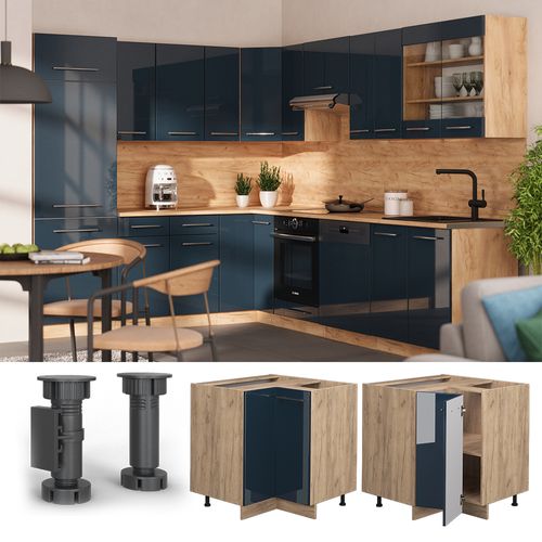 Meuble Dangle Fame-line 48865 Bleu Foncé Brillant 80.5cm , Pt Anthracite