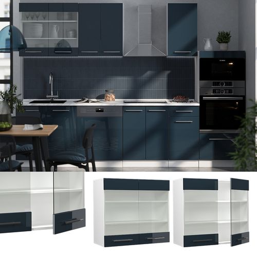 Armoire En Verre Fame-line 49568 Bleu Foncé Brillant 80cm