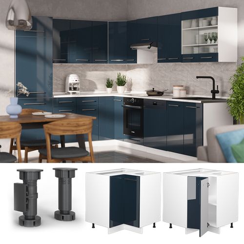 Meuble Dangle Fame-line 49703 Bleu Foncé Brillant 80.5cm , Pt Anthracite