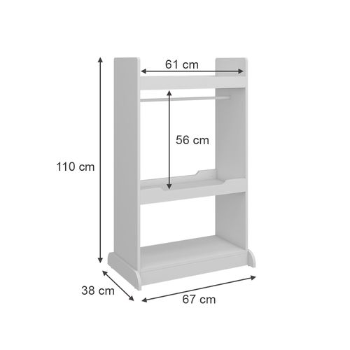 Armoire Pour Enfants Conny 49329 Blanc 67x110cm Avec Barre De Suspension Et Boutons En Bois