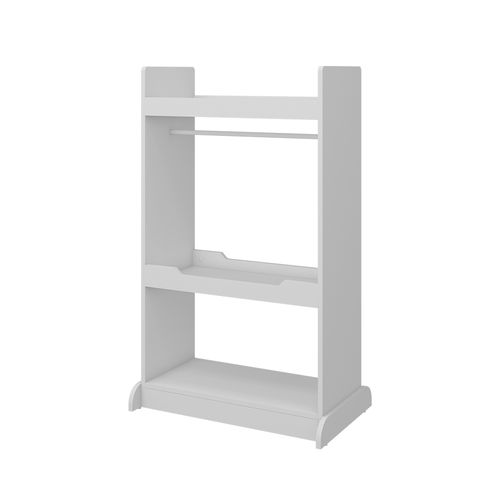 Armoire Pour Enfants Conny 49329 Blanc 67x110cm Avec Barre De Suspension Et Boutons En Bois