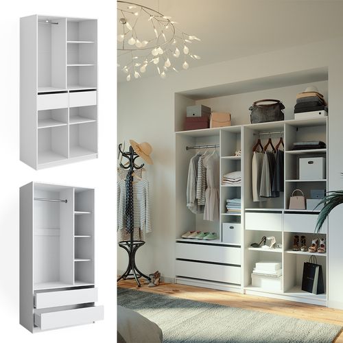 Armoire à Vêtements Elmo 50203 Blanc 100x200cm Lot De 2
