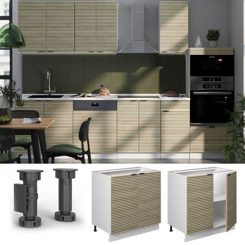 Vicco Meuble cuisine Fame-Line, Anthracite-or, 80 cm avec 3 tiroirs, sans plan de travail, Vicco dès 274,90 € - sur
