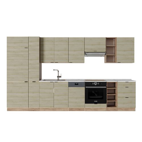 Vicco Cuisine en angle Fame-Line, Vert-Or Landhaus/Blanc, 347x257cm