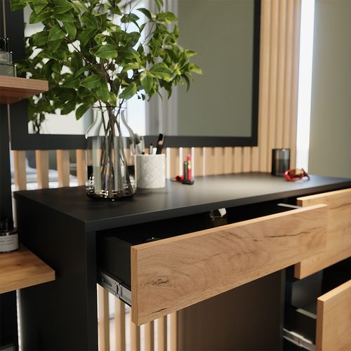 Coiffeuse Sherry 52022 Anthracite/chêne Doré 90x75cm Sans Miroir