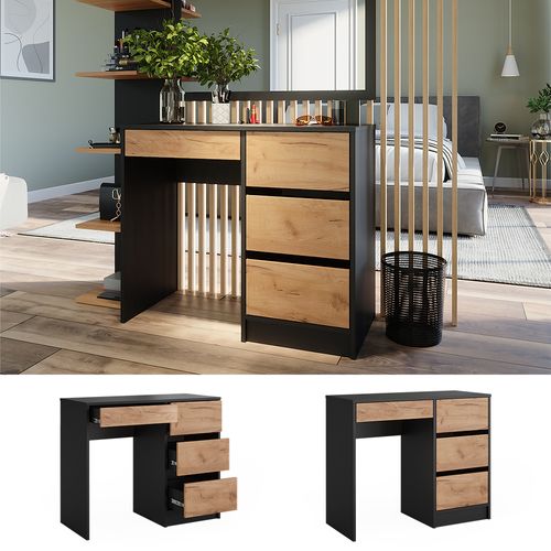 Coiffeuse Sherry 52022 Anthracite/chêne Doré 90x75cm Sans Miroir