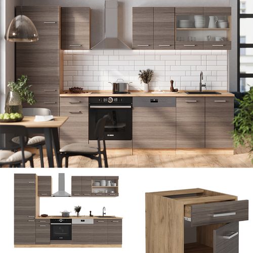 Vicco Cuisine R-Line, Sonoma/Chêne doré, 300cm , PT Anthracite | Leroy