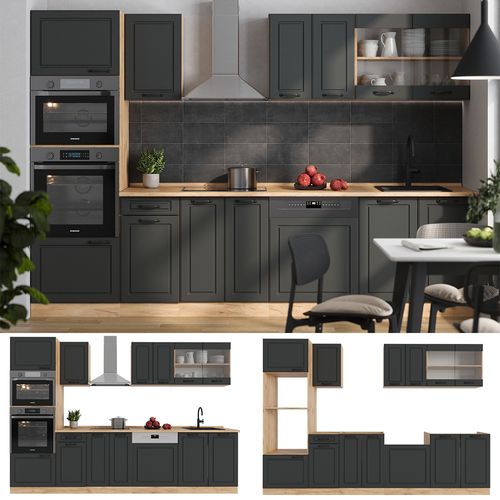 Vicco Cuisine R-Line, Anthracite Campagne/Chêne Doré, 300cm , PT