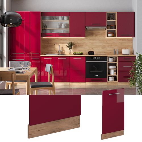 Façade De Lave-vaisselle Fame-line 54301 Rouge Bordeaux Haute Brillance 45cm Sans Pt