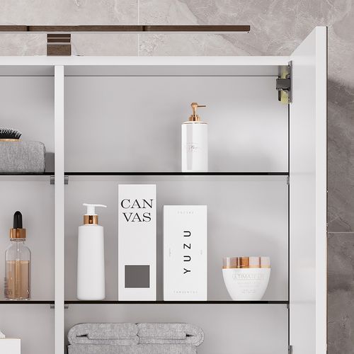 Aqualine Zoja - Armoire de toilette avec éclairage LED 60x60x14 cm, droite, blanc 45022
