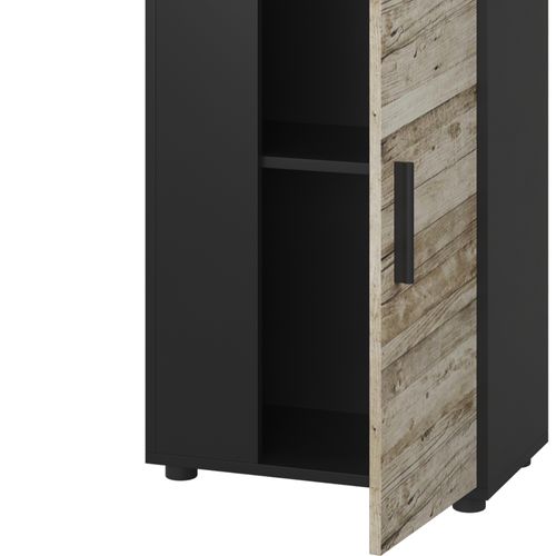 Commode Berno 55450 Noir/chêne Sable 50.1x87.3cm Avec 2 Compartiments