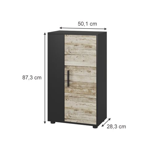 Commode Berno 55450 Noir/chêne Sable 50.1x87.3cm Avec 2 Compartiments