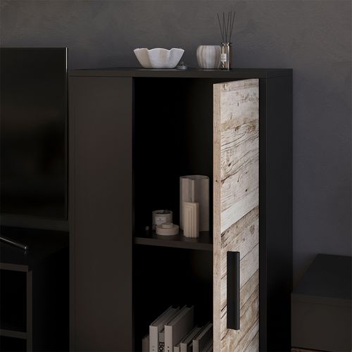 Commode Berno 55450 Noir/chêne Sable 50.1x87.3cm Avec 2 Compartiments