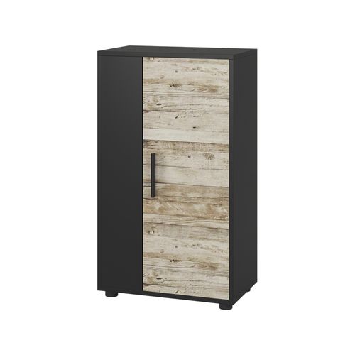 Commode Berno 55450 Noir/chêne Sable 50.1x87.3cm Avec 2 Compartiments