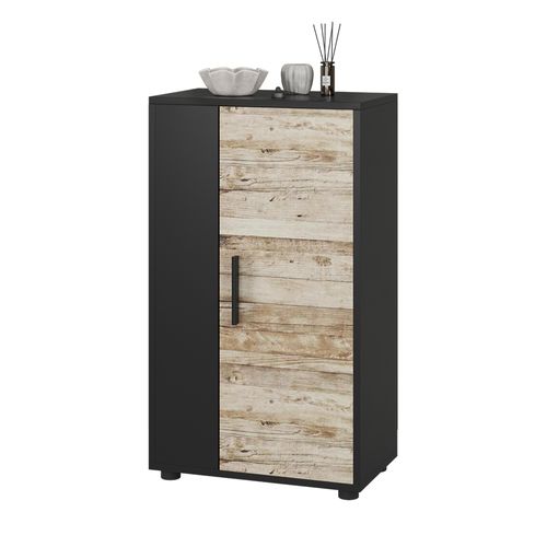 Commode Berno 55450 Noir/chêne Sable 50.1x87.3cm Avec 2 Compartiments