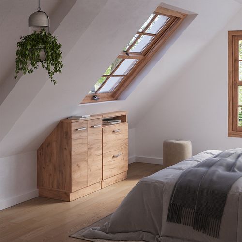 Ensembles De Meuble De Rangement Sous Pente Rion 55966 Chêne De Force Doré 120x81.6cm Lot De 2