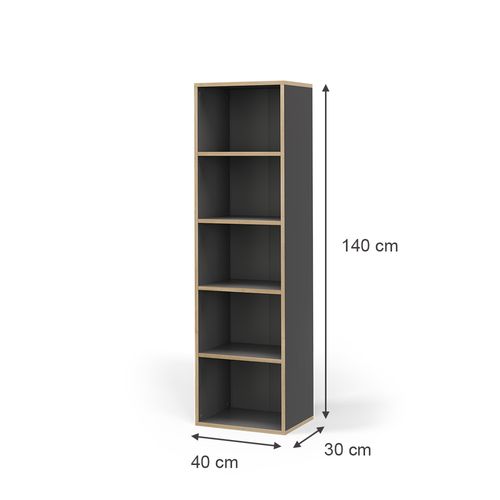 Bibliothèque Tetrix 56547 Anthracite 40x140cm Avec 5 Compartiments