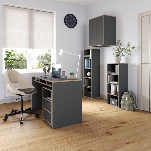 Bibliothèque Tetrix 56547 Anthracite 40x140cm Avec 5 Compartiments