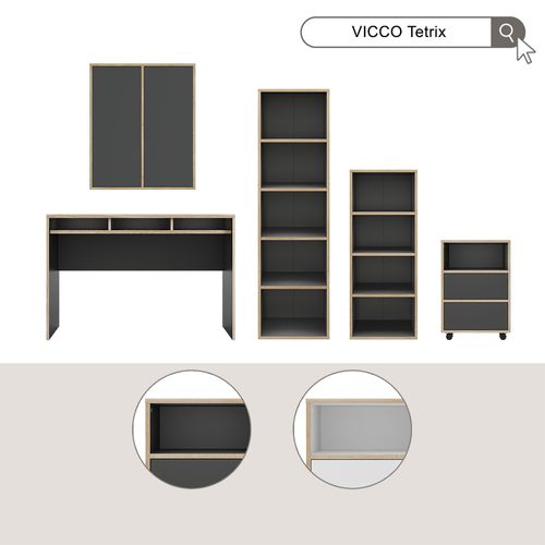 Bibliothèque Tetrix 56547 Anthracite 40x140cm Avec 5 Compartiments