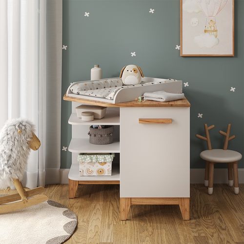 Table à Langer Malia 58361 Blanc/artisan 85x85.2cm Avec Porte