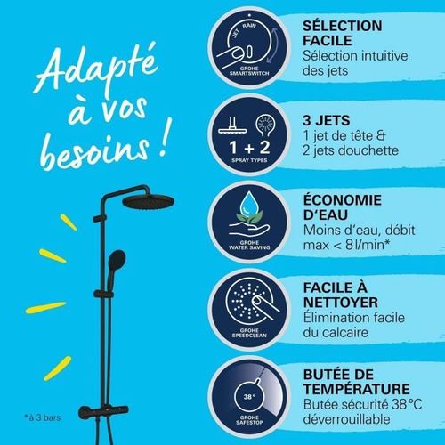 Colonne De Douche Avec Mitigeur Thermostatique Economie D'eau - Vitalio Start System 250 - 266772431