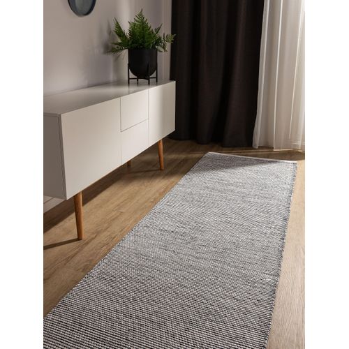 Tapis De Couloir En Coton Tissé Main Ron Blanc/noir 70x200 Cm