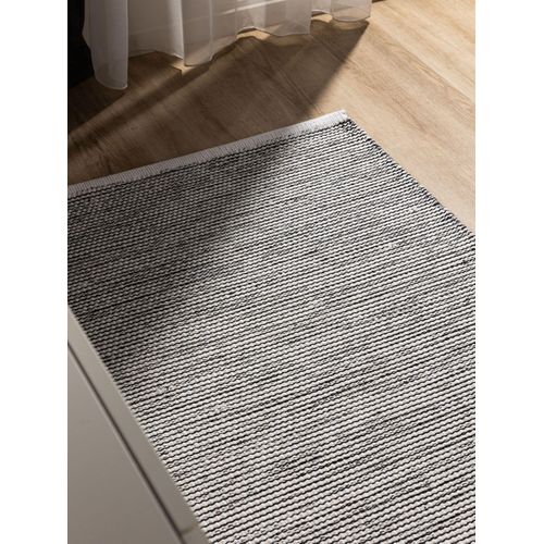Tapis De Couloir En Coton Tissé Main Ron Blanc/noir 70x200 Cm