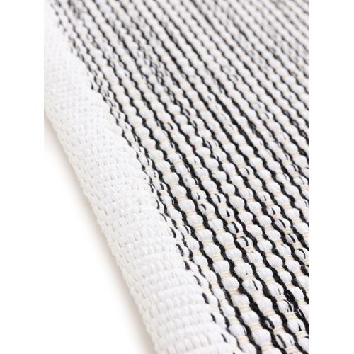 Tapis De Couloir En Coton Tissé Main Ron Blanc/noir 70x200 Cm