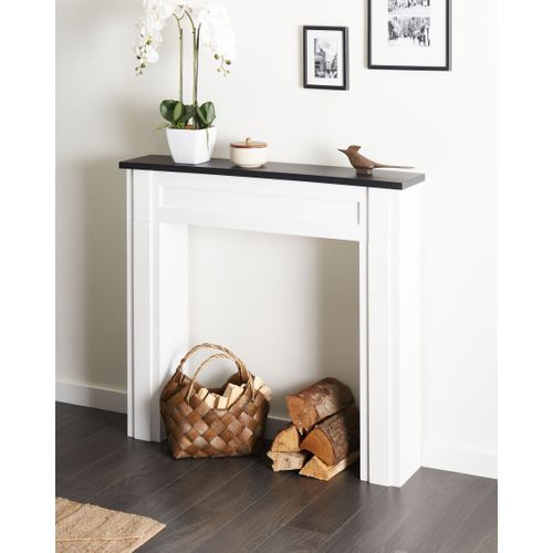 Manteau de Cheminee en Bois Blanc, Cadre de Cheminee Decorative avec 3