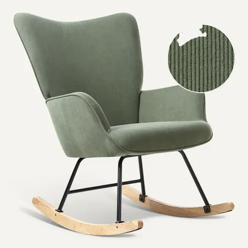 Fauteuil à Bascule Arset Velours Côtelé Vert Foncé