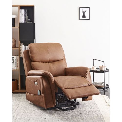 Fauteuil Inclinable Électrique Glorie Massant Cuir Pu Marron
