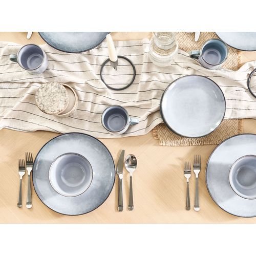 Set Assiette De Table Design Assiettes Plates Moritz & Moritz Lot 4 - Grès 26cm émail Réactif Bleu/noir Lave-vaisselle Assiettes émaillées Réactif