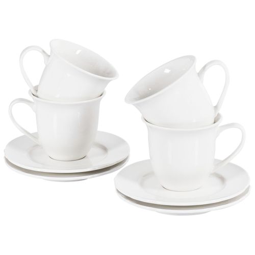 Set De 4 Tasses Avec Soucoupes Elderberry Porcelaine Blanc