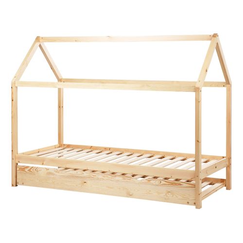 Lit Gigogne Enfant Bois De Pin Crillon 90 X 200 Cm Marron Clair