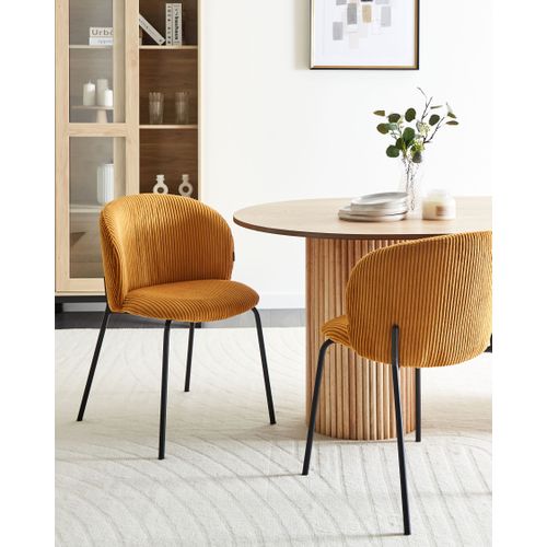 Lot De 2 Chaises De Salle à Manger Miles Velours Côtelé Orange