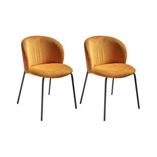 Lot De 2 Chaises De Salle à Manger Miles Velours Côtelé Orange