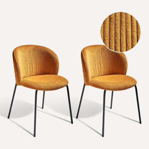 Lot De 2 Chaises De Salle à Manger Miles Velours Côtelé Orange
