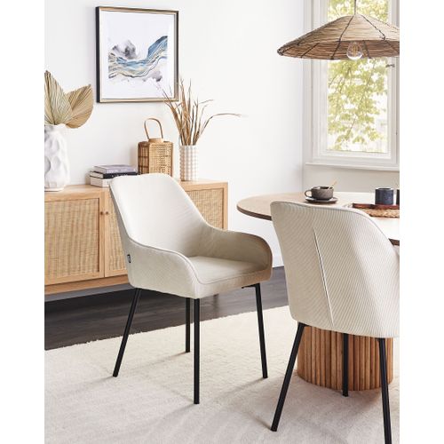 Lot De 2 Chaises De Salle à Manger Loverna Velours Côtelé Blanc Cassé