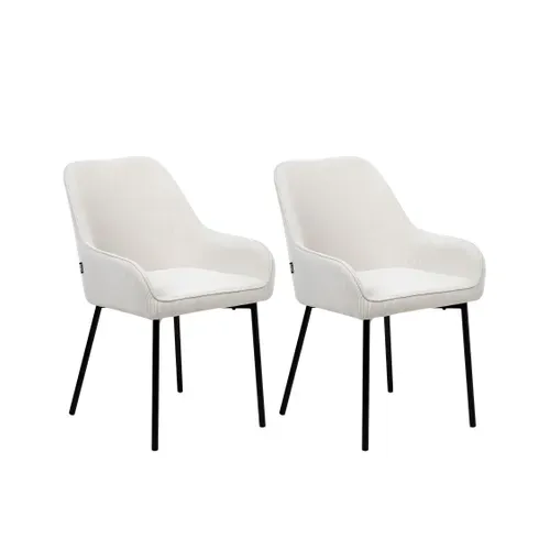 Lot De 2 Chaises De Salle à Manger Loverna Velours Côtelé Blanc Cassé