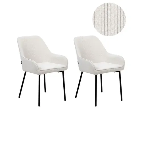 Lot De 2 Chaises De Salle à Manger Loverna Velours Côtelé Blanc Cassé