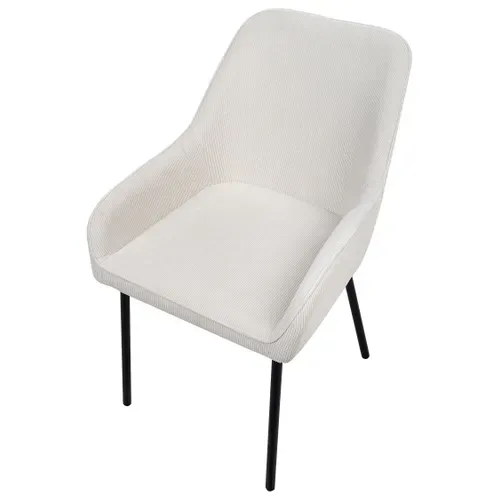 Lot De 2 Chaises De Salle à Manger Loverna Velours Côtelé Blanc Cassé