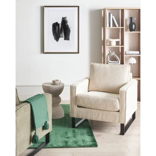 Fauteuil Vind Velours Côtelé Beige Clair