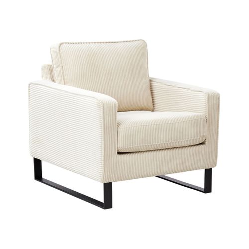 Fauteuil Vind Velours Côtelé Beige Clair
